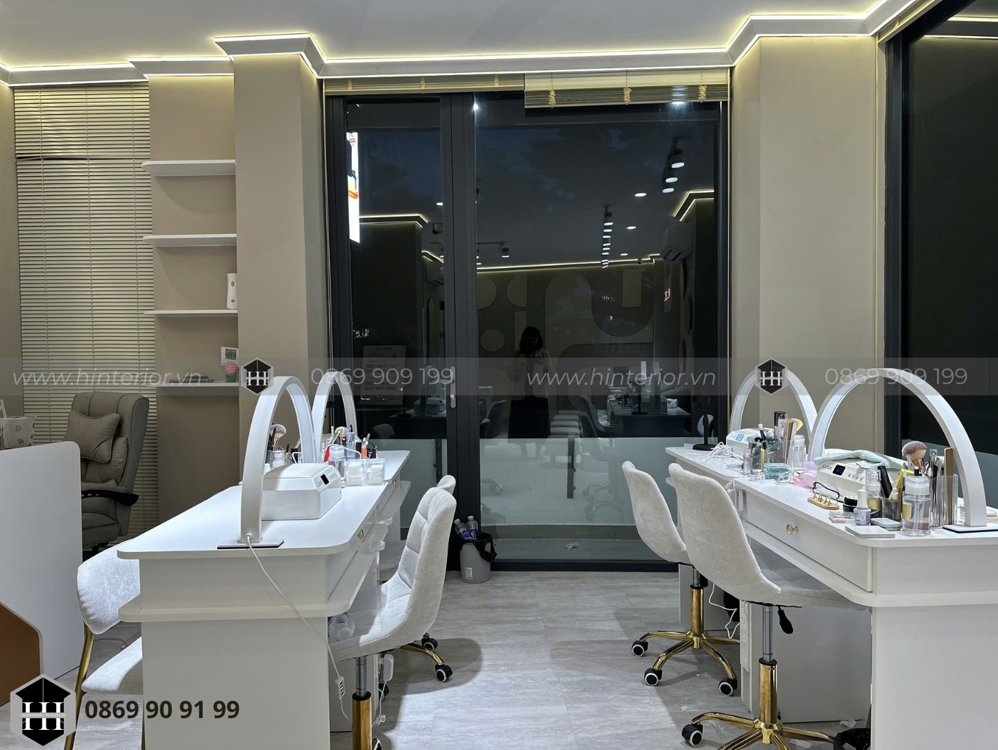 Hình ảnh thi công phần hoàn thiện nội thất quán spa tại TP.HCM