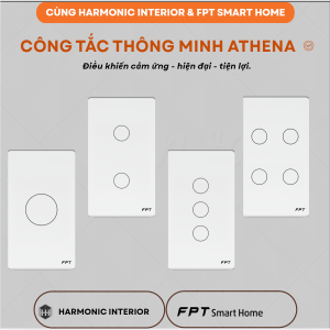 Công tắc cảm ứng 1,2,3,4 nút chữ nhật Athena