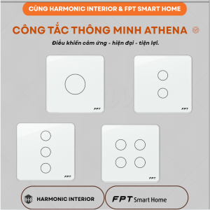Công tắc cảm ứng 1,2,3,4 nút vuông Athena