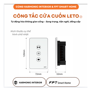 Công tắc cửa cuốn chữ nhật màu trắng Leto WiFi-BLE