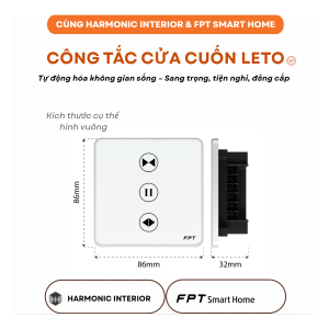 Công tắc cửa cuốn vuông màu trắng Leto WiFi-BLE
